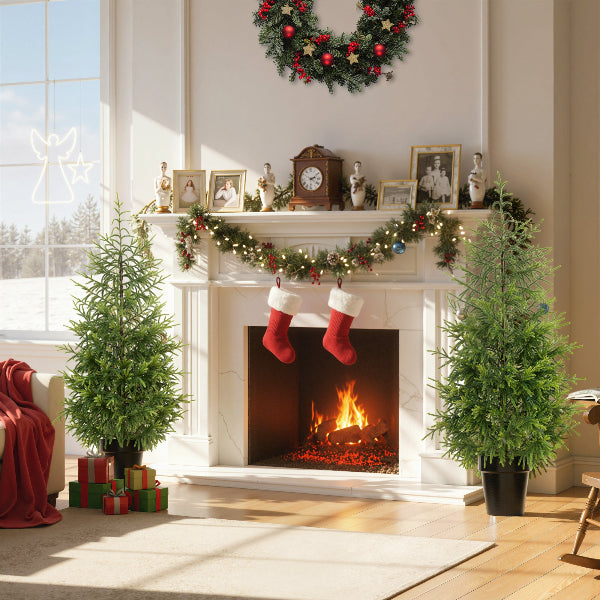 4 Ft Artificial Norfolk Pine Christmas Trees, Set of 2 – Unlit – additional product view 7