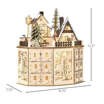 Lighted Wooden Christmas Village Advent Calendar with 24 Drawers – Second Design – additional product view 3