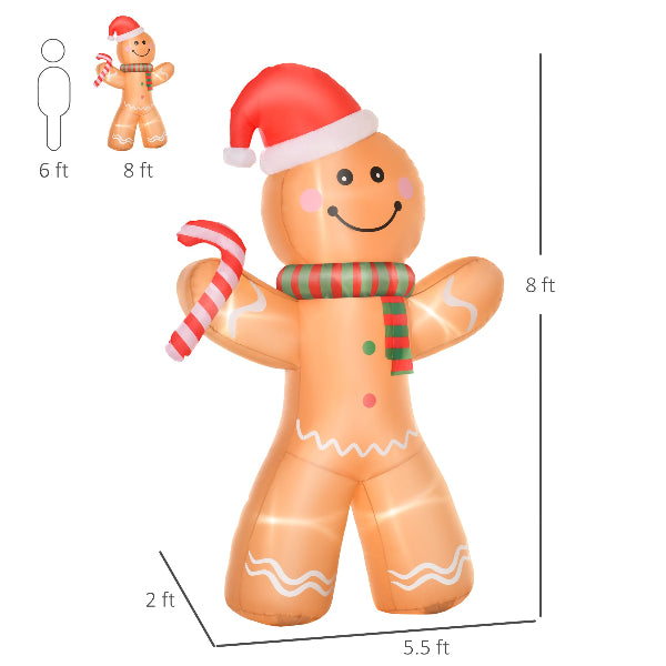 8 Ft Inflatable Gingerbread Man with Candy Cane – additional product view 3