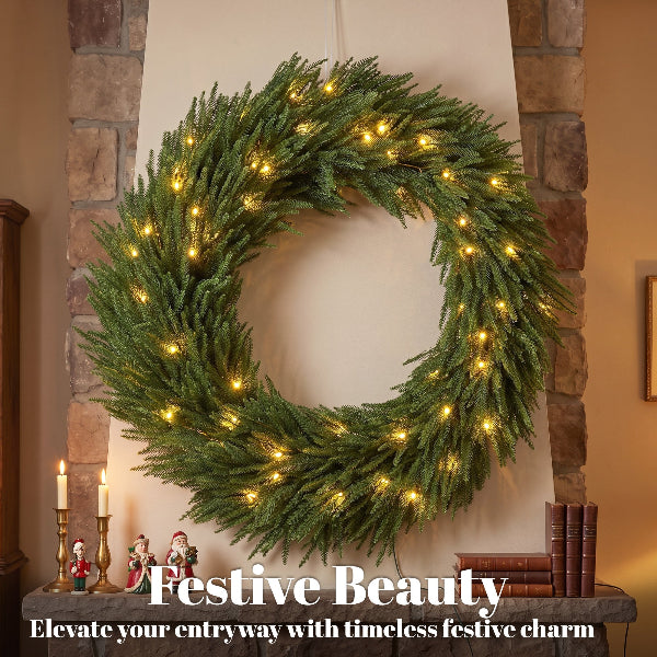 36 Inch Pre-Lit Norfolk Pine Christmas Wreath – additional product view 4
