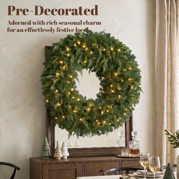 36 Inch Pre-Lit Cedar Christmas Wreath – additional product view 6