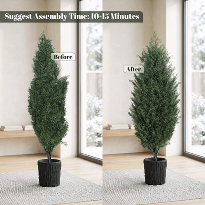 4 Ft Artificial Cedar Topiary Christmas Trees, Set of 2 – additional product view 6
