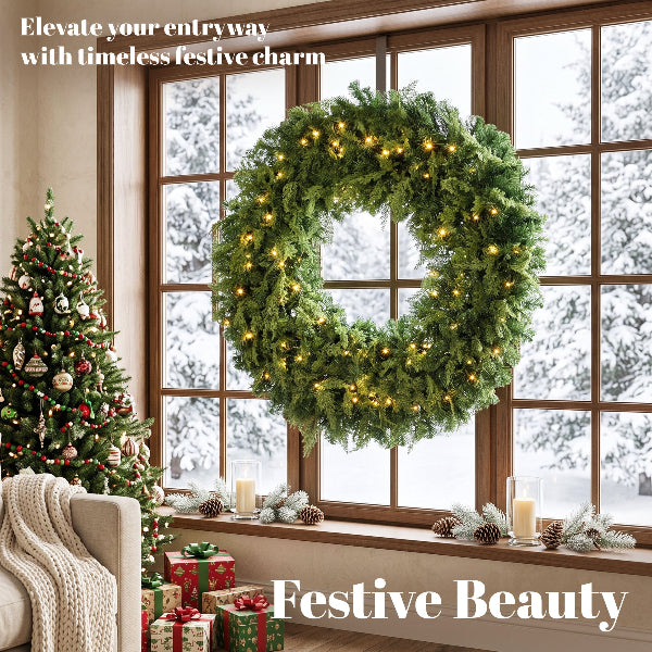 48 Inch Pre-Lit Cedar Christmas Wreath – additional product view 4