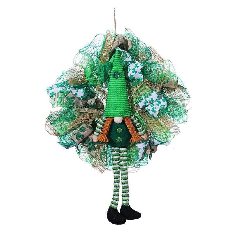st. Patrick's Day Decorative Leprechaun gnome with green hat and striped legs