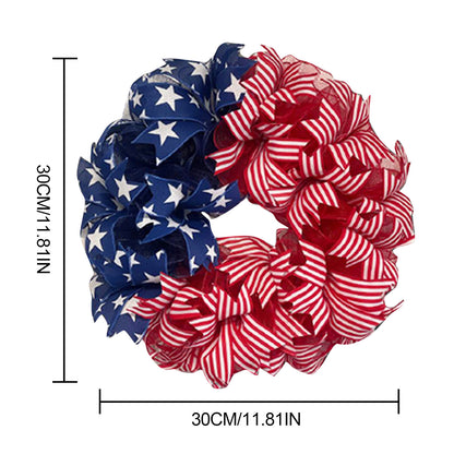 12-Inch Patriotic Americana Wreath – Stars & Stripes Design - Holiday Spirit Shop
