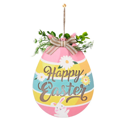 Decorative Easter egg with 'Happy Easter' text and floral elements Easter decoration