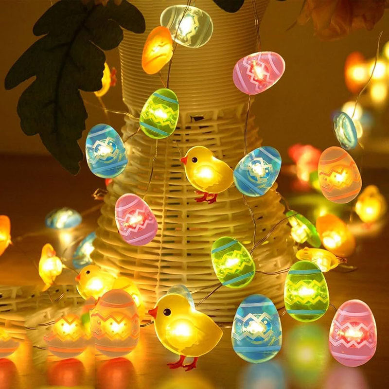 baby chick and Easter eggs string lights