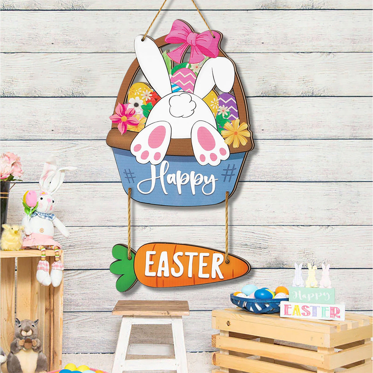 14" hanging Easter basket door wall sign decoration