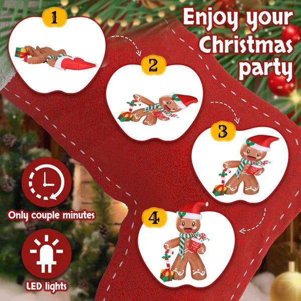 7.9 FT Lighted Inflatable Gingerbread Man with Gifts