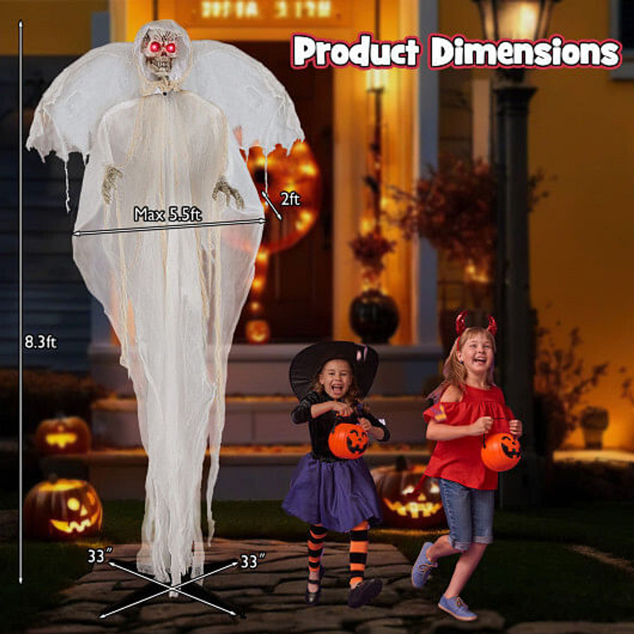 8 Ft Animated Winged Skeleton Angel