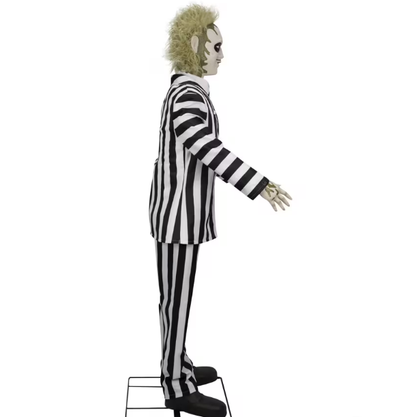6 Ft. Animated Life-Size Beetlejuice Halloween Prop with 2 Outfits