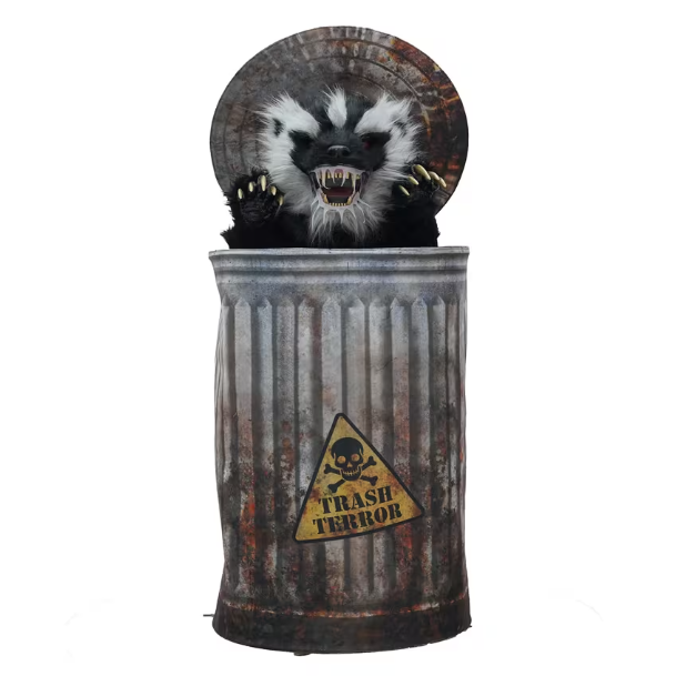 45" Animated Pop-Up Trash Can Badger Halloween prop