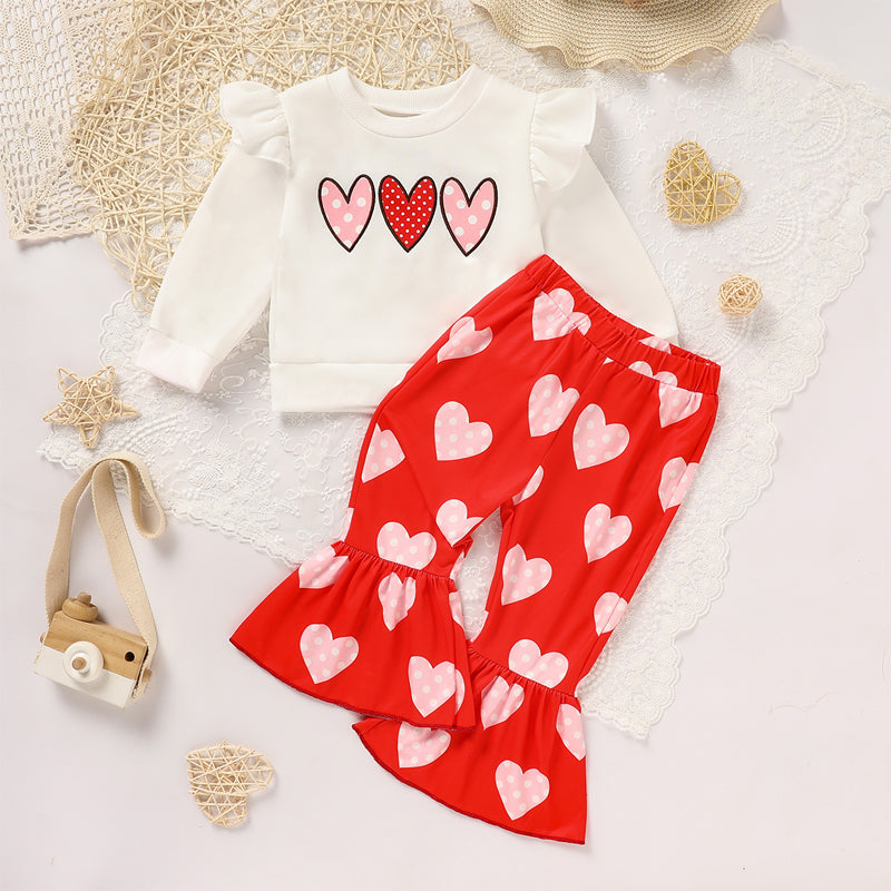 2 Pcs Baby & Toddler Girls Valentine's Day Heart Print Set