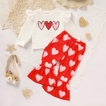 2 Pcs Baby & Toddler Girls Valentine's Day Heart Print Set