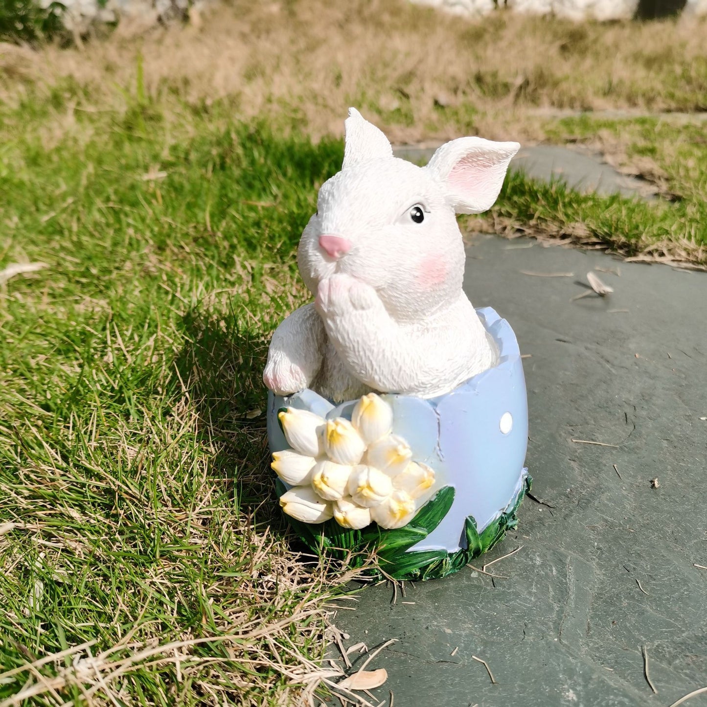 Easter Bunny in Egg Resin Statue