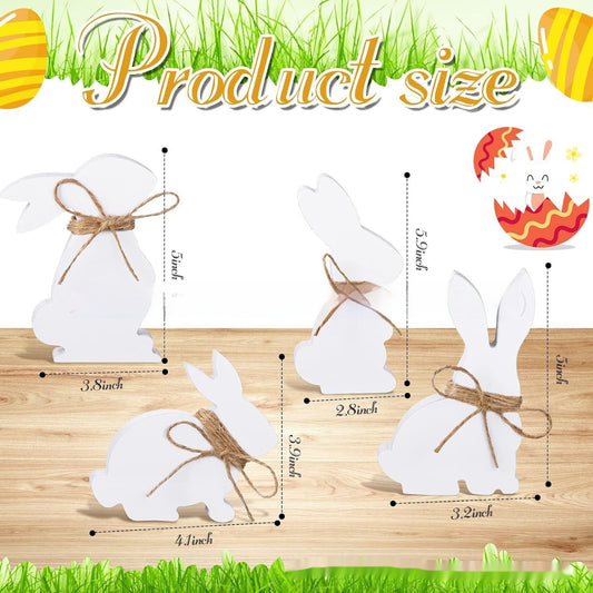 4-Piece Set Wooden Easter Bunny Decorations - Holiday Spirit Shop