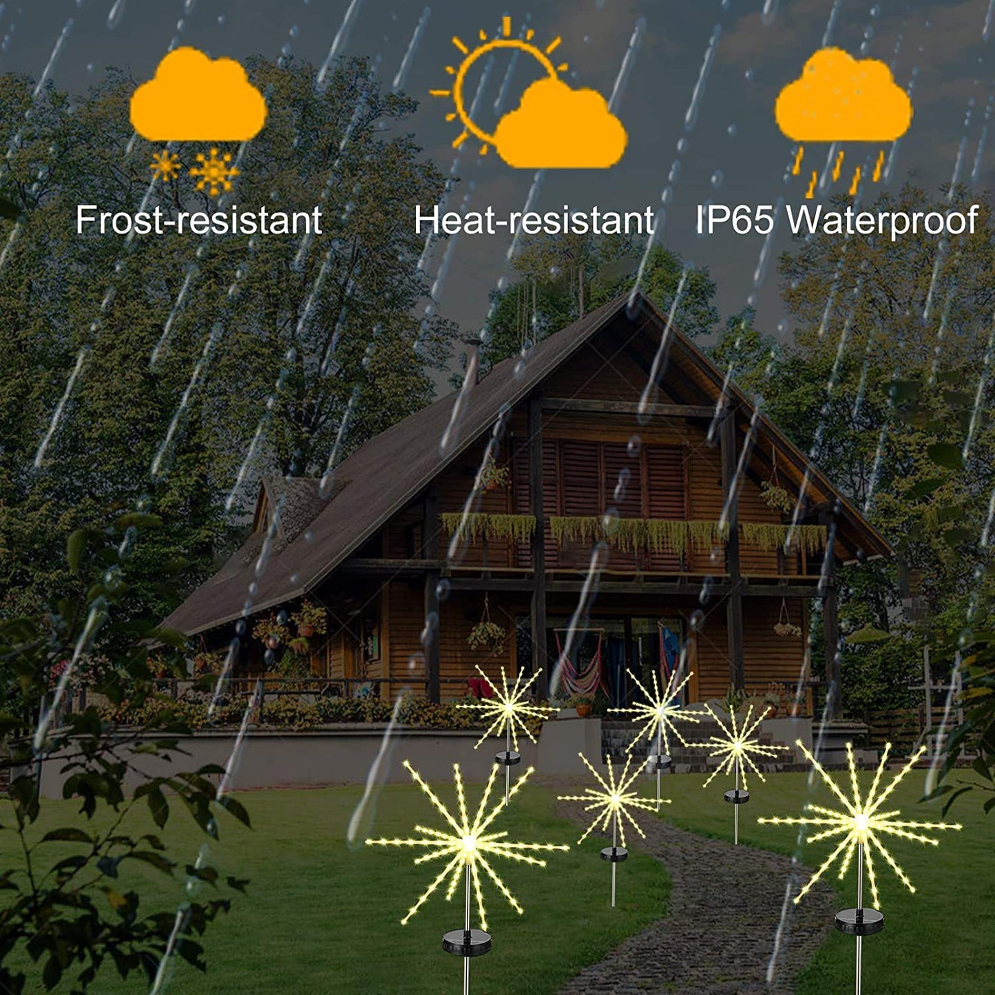 Solar Starburst Firework Path Light with Remote - White or Multicolor