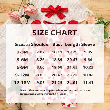 Valentine's Day Baby Romper Heart Print Long Sleeve