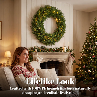 36 Inch Pre-Lit Norfolk Pine Christmas Wreath – additional product view 6