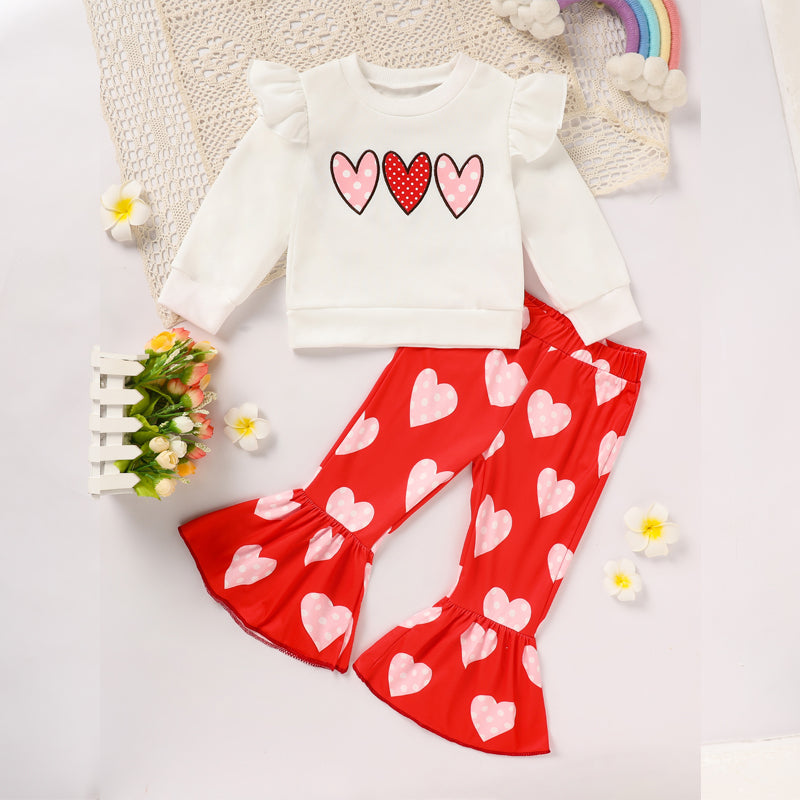 2 Pcs Baby & Toddler Girls Valentine's Day Heart Print Set