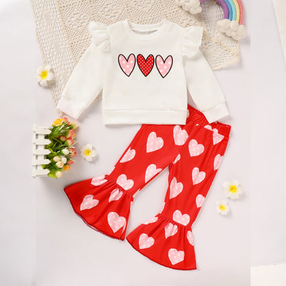 2 Pcs Baby & Toddler Girls Valentine's Day Heart Print Set