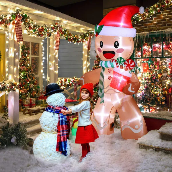 7.9 FT Lighted Inflatable Gingerbread Man with Gifts