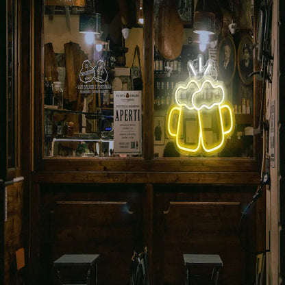 14" Cheers Beer Mugs Neon LED Bar Light