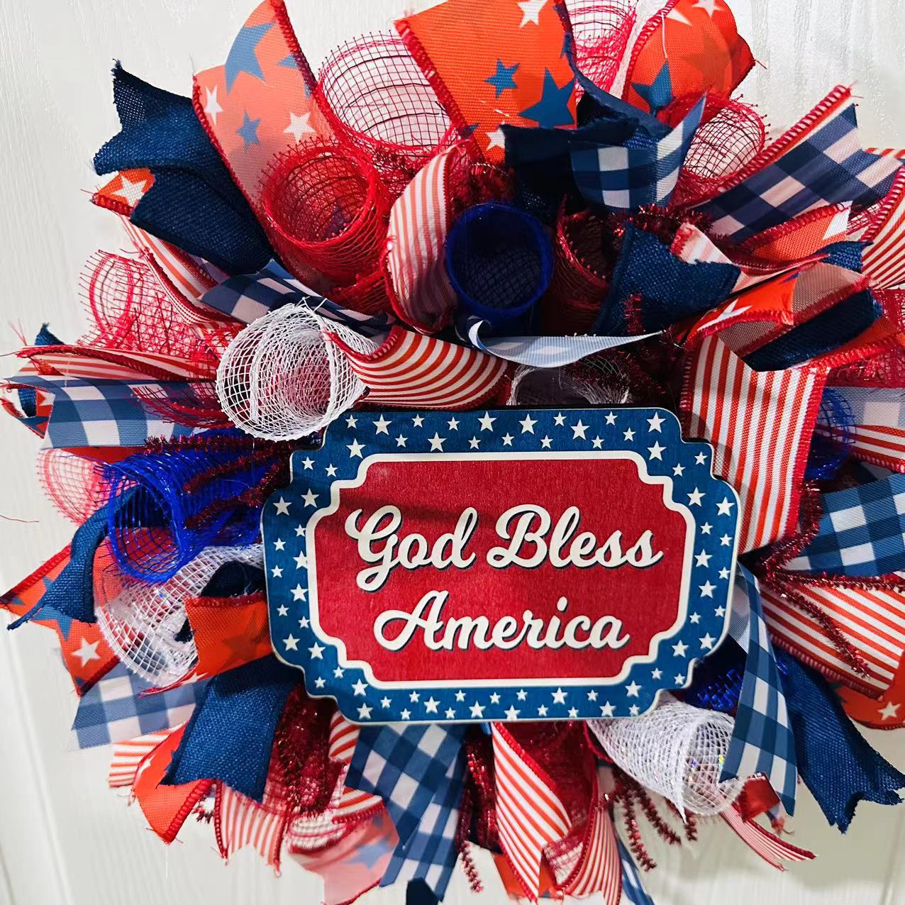 16 inch “God Bless America” Patriotic Ribbon Wreath