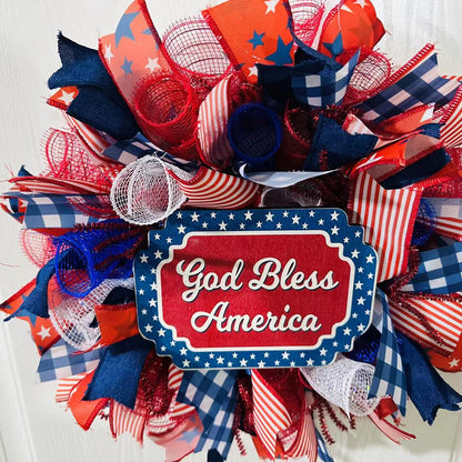16 inch “God Bless America” Patriotic Ribbon Wreath
