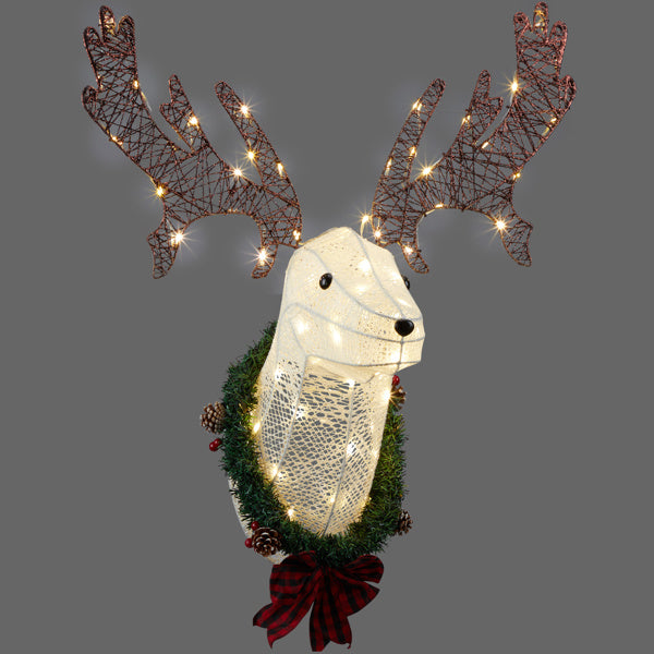 35" Lighted Deer Head Wreath