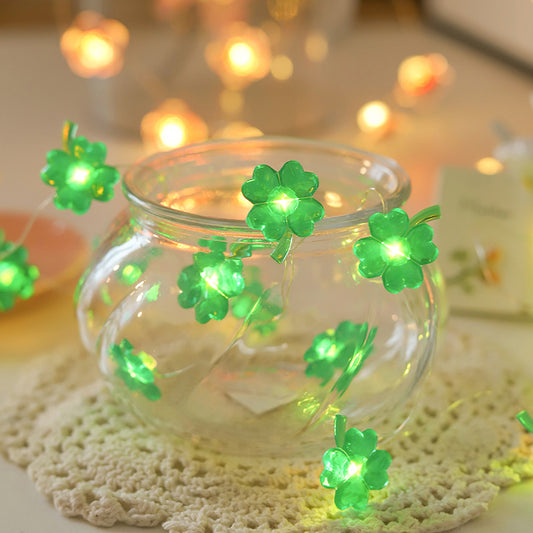 St. Patrick's Day Green shamrock string lights battery operated