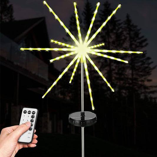 Solar Starburst Firework Path Light with Remote - White or Multicolor - Holiday Spirit Shop