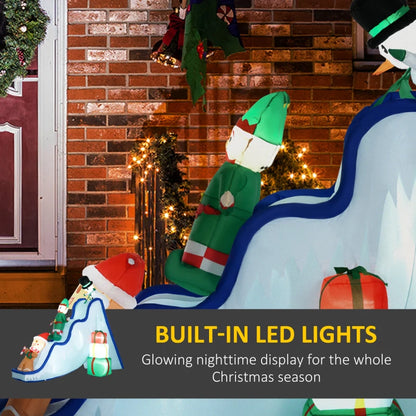 8.5 Ft Snowman Elf & Gingerbread Man Ski Slope Slide Inflatable