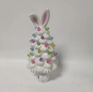 Easter Bunny Ceramic Tree with Lights
