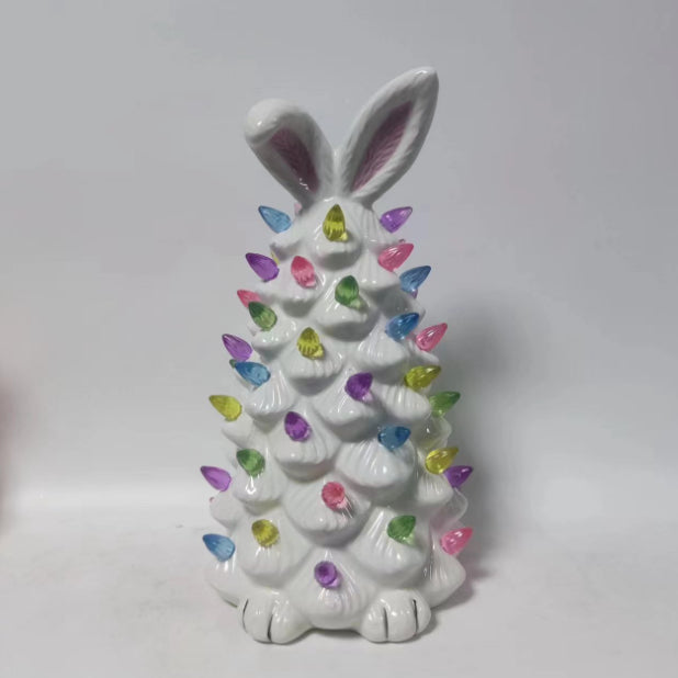 Easter Bunny Ceramic Tree with Lights