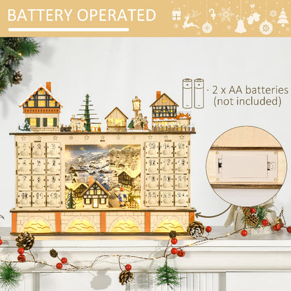 Lighted Wooden Christmas Village Advent Calendar with 24 Drawers – additional product view 7