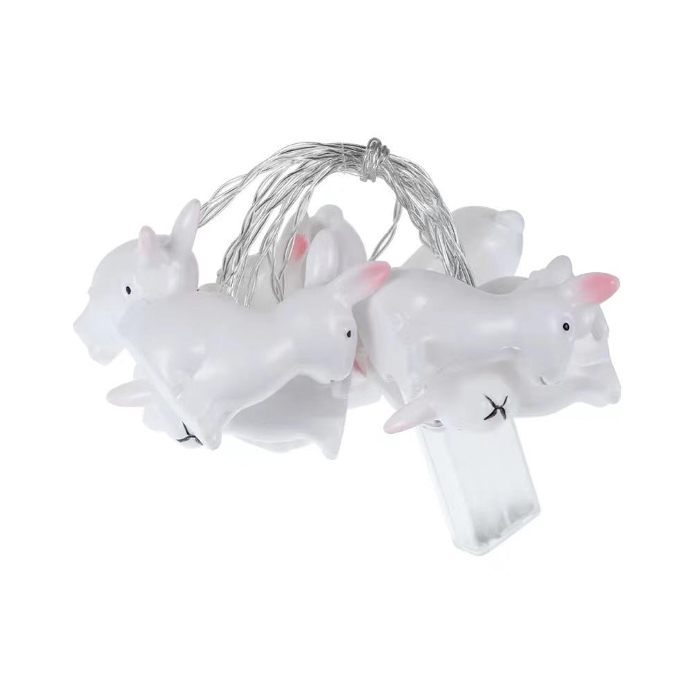 White Easter Bunny LED Light String – (Battery or USB Powered)