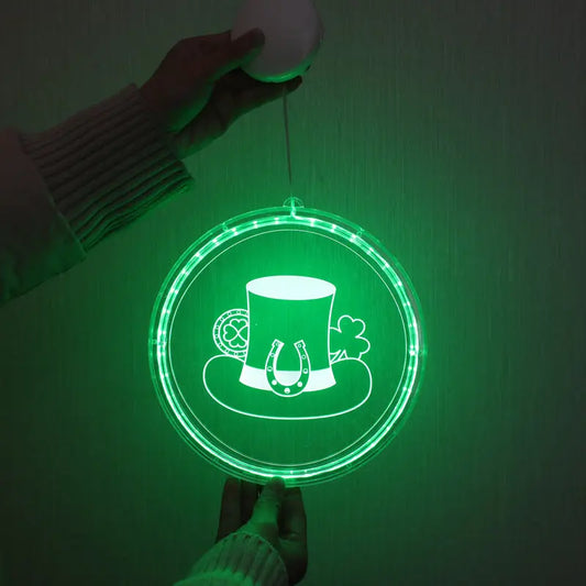 St. Patrick's Day LED 3D Green Hat & Shamrock Sign - Holiday Spirit Shop