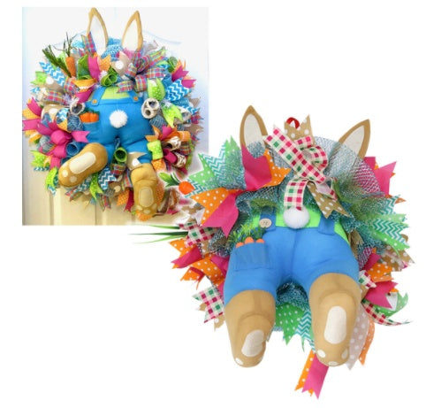 Easter Bunny Butt Wreath with Bunny Ears & Colorful Ribbons – 7 Styles