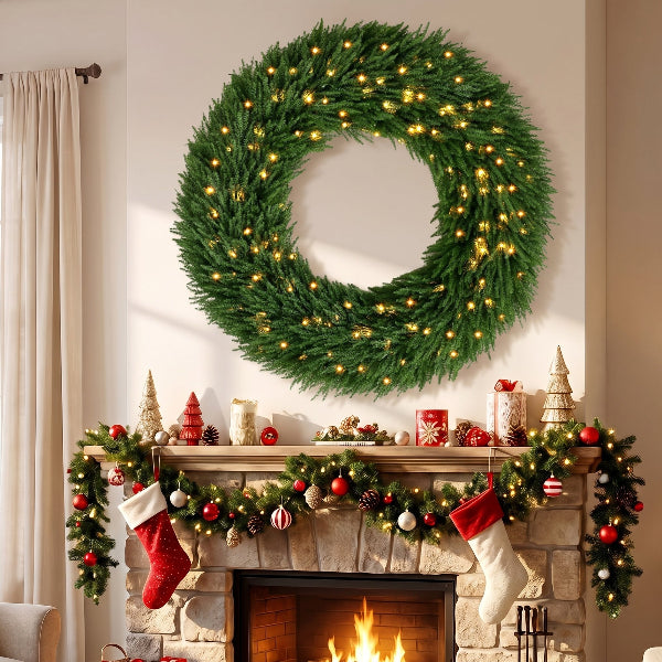 48 Inch Pre-Lit Norfolk Pine Christmas Wreath – additional product view 2