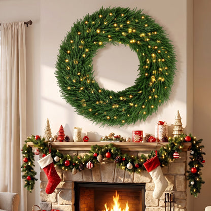 48 Inch Pre-Lit Norfolk Pine Christmas Wreath – additional product view 2
