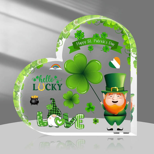 St. Patrick's Day Acrylic Heart Decoration - Holiday Spirit Shop