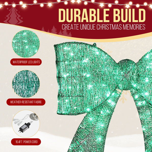 26" St. Patrick's Day Lighted Green Bow - Metal Frame