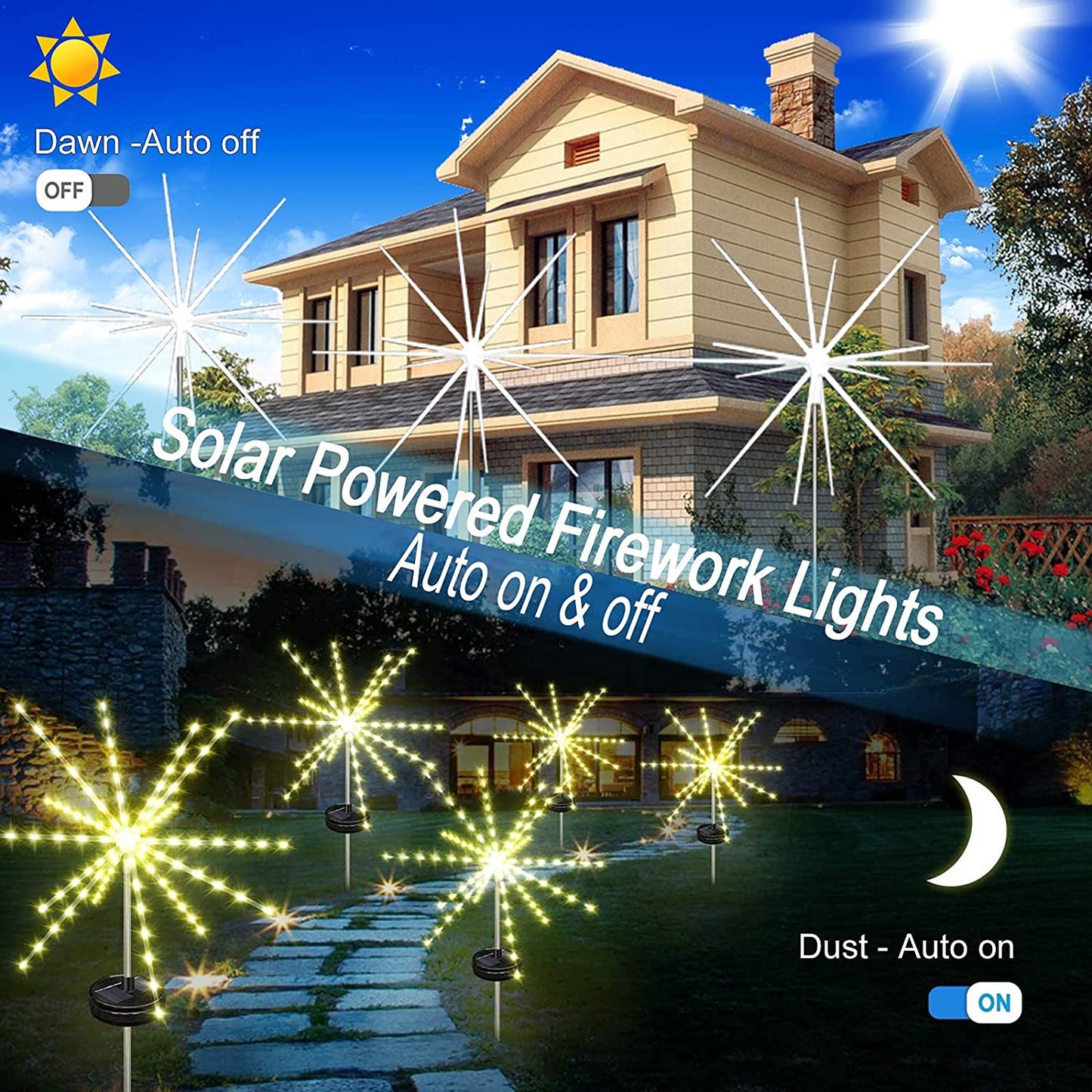 Solar Starburst Firework Path Light with Remote - White or Multicolor