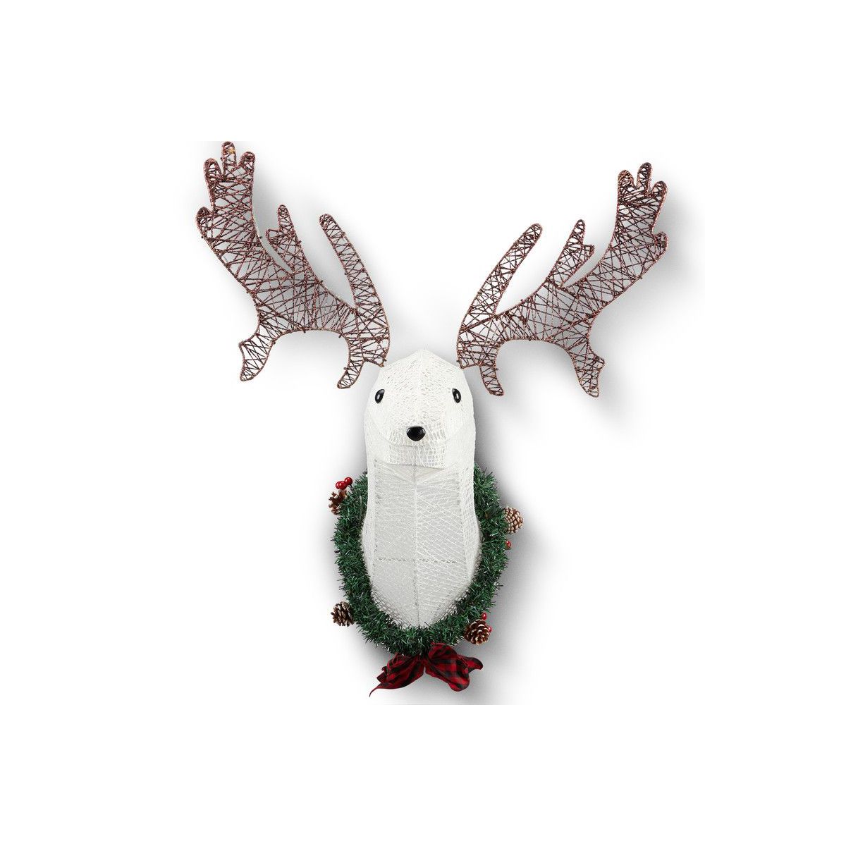 35" Lighted Deer Head Wreath