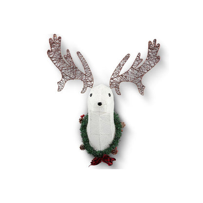 35" Lighted Deer Head Wreath