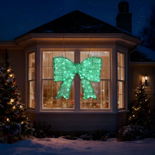 26" St. Patrick's Day Lighted Green Bow - Metal Frame - Holiday Spirit Shop