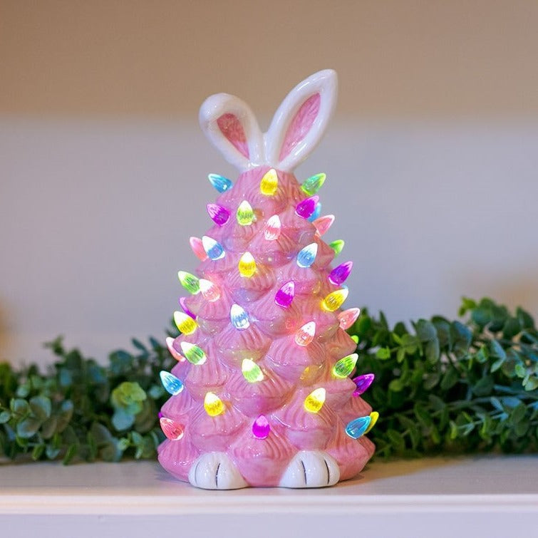 Easter bunny Ceramic trees with lights night light