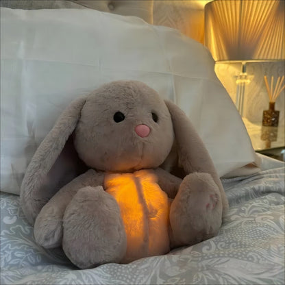 breathing Bunny for baby lights sound and breathing motion great for sensory development. the perfect gift for a baby shower or new moms