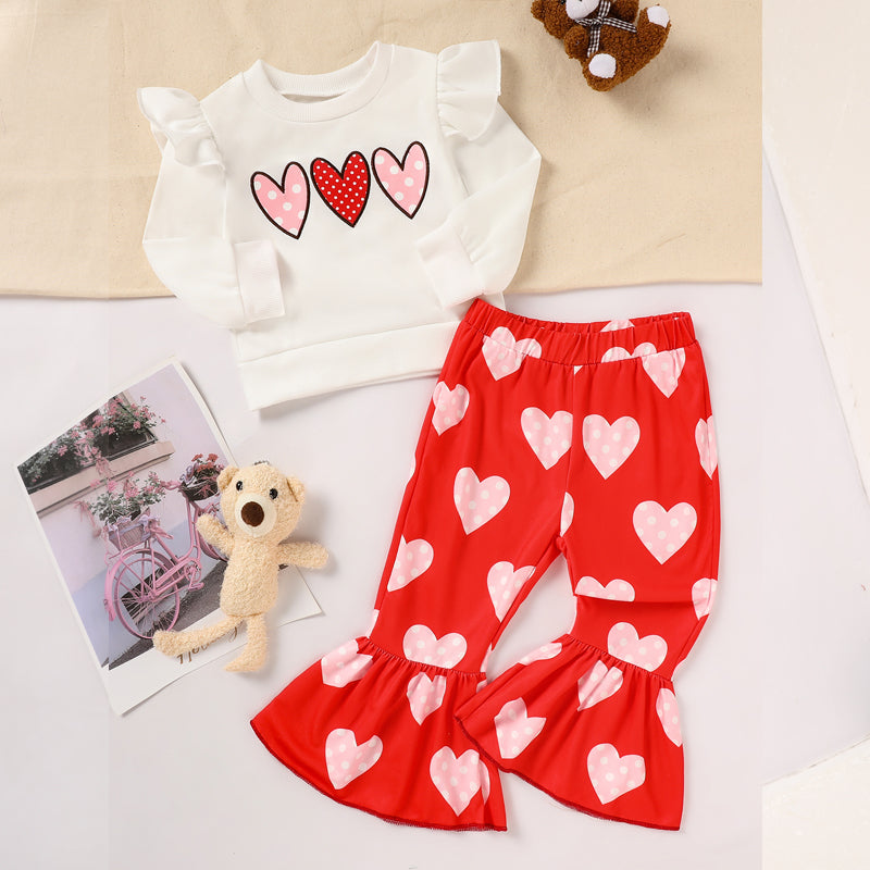 2 Pcs Baby & Toddler Girls Valentine's Day Heart Print Set
